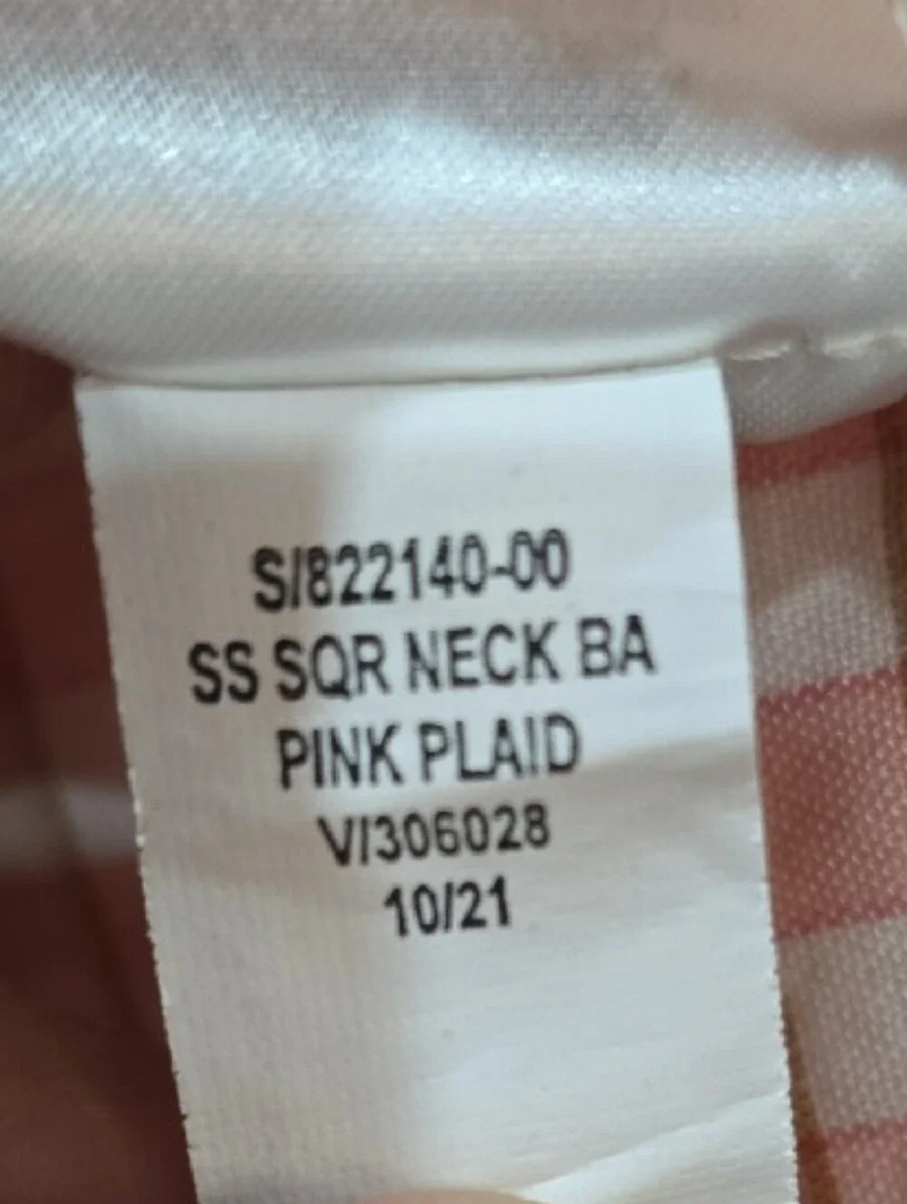 Old Navy Pink Plaid Gingham Short Sleeve Peasant Top